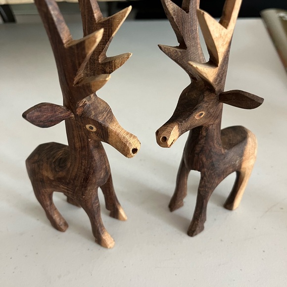 Wooden handmade reindeers or just deer. See condition below.  8” long-height - Picture 4 of 8